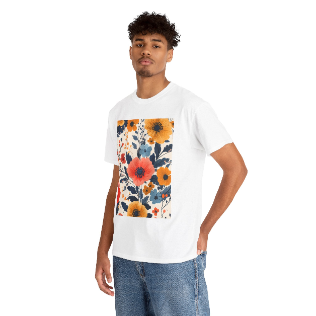 Vibrant Floral Pastel Pattern Tee - Sustainable Floral T-Shirt