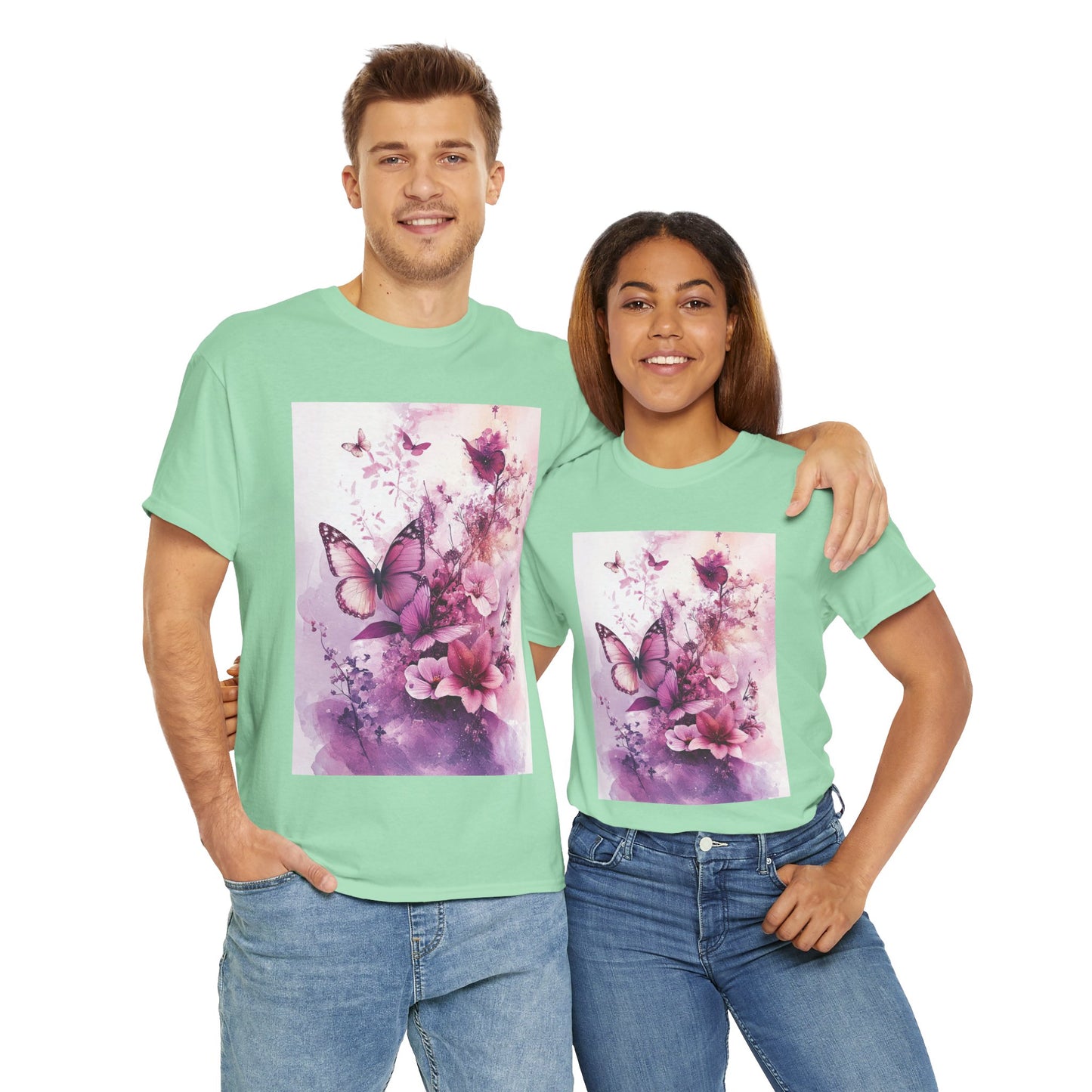 Butterfly Blooms Graphic Tee - Eco-Conscious Nature T-Shirt