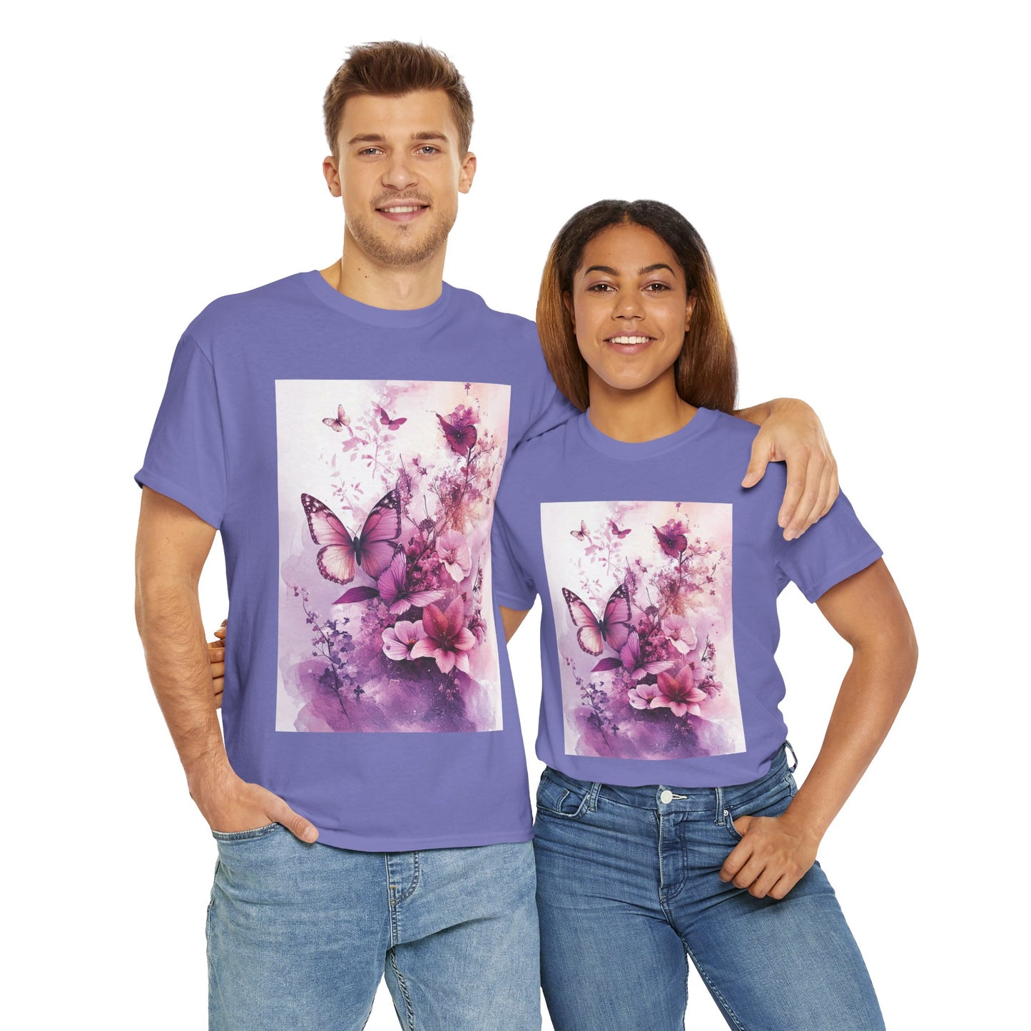 Butterfly Blooms Graphic Tee - Eco-Conscious Nature T-Shirt