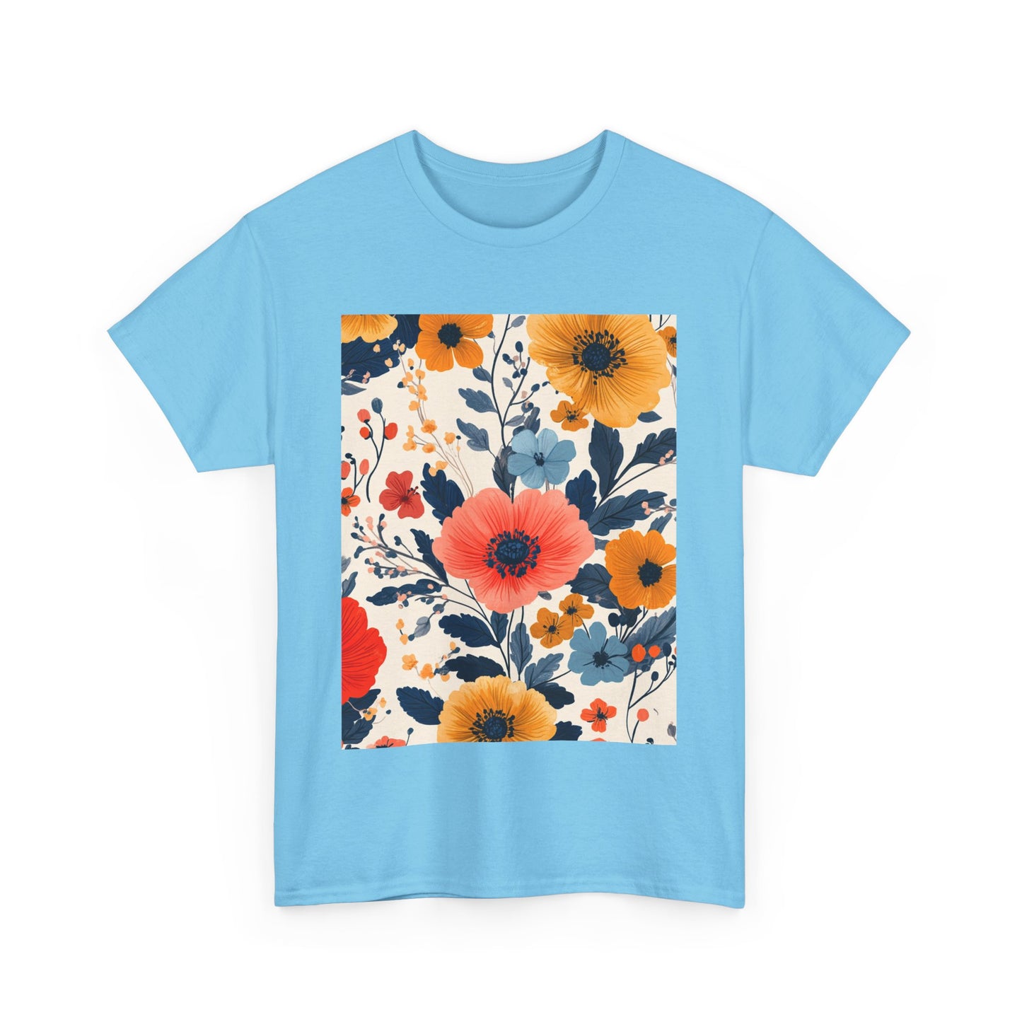 Vibrant Floral Pastel Pattern Tee - Sustainable Floral T-Shirt