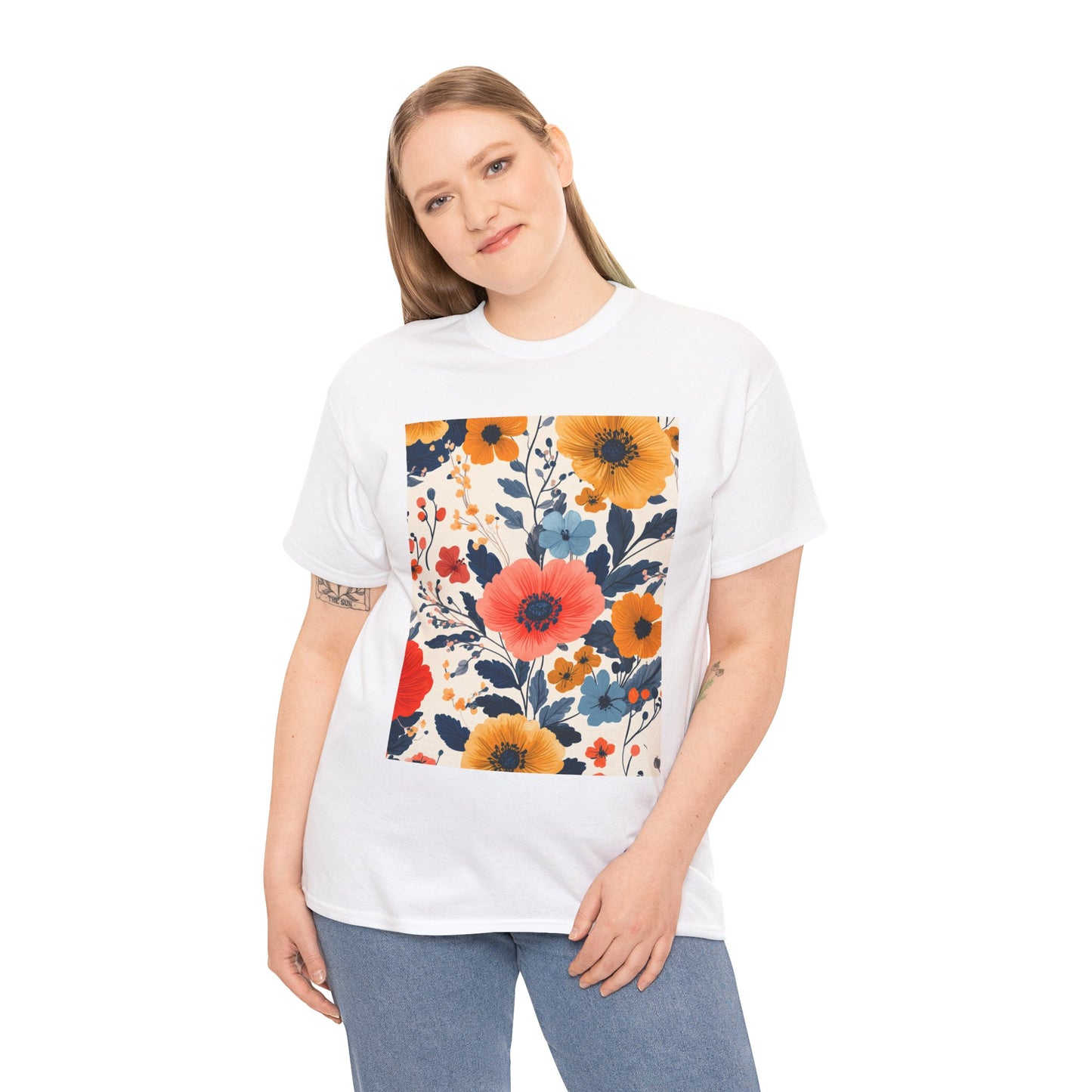 Vibrant Floral Pastel Pattern Tee - Sustainable Floral T-Shirt