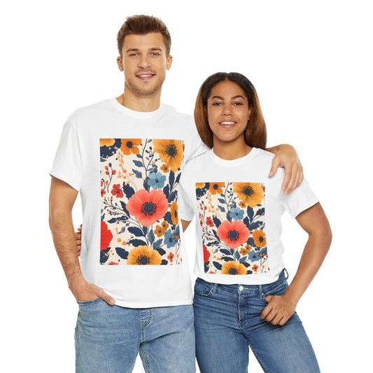 Vibrant Floral Pastel Pattern Tee - Sustainable Floral T-Shirt