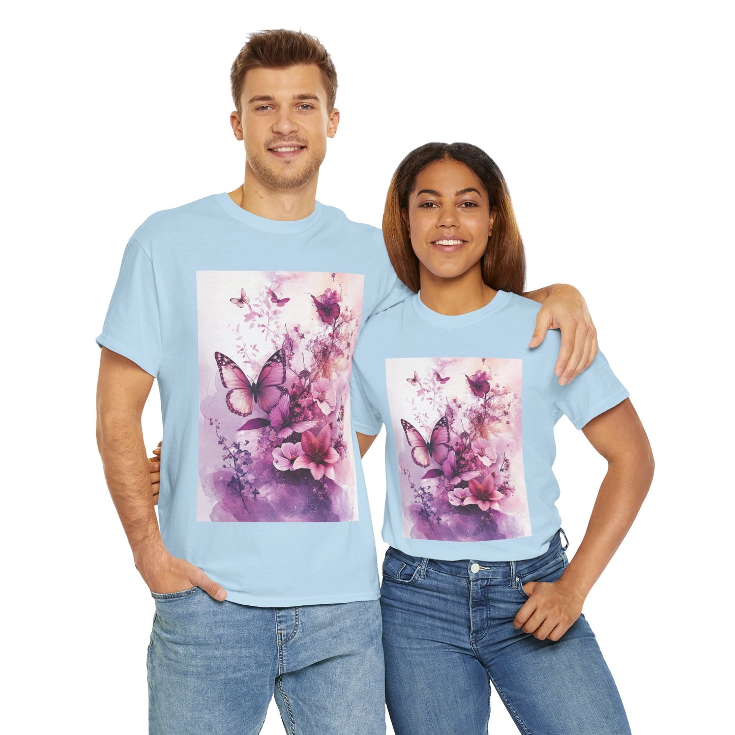 Butterfly Blooms Graphic Tee - Eco-Conscious Nature T-Shirt