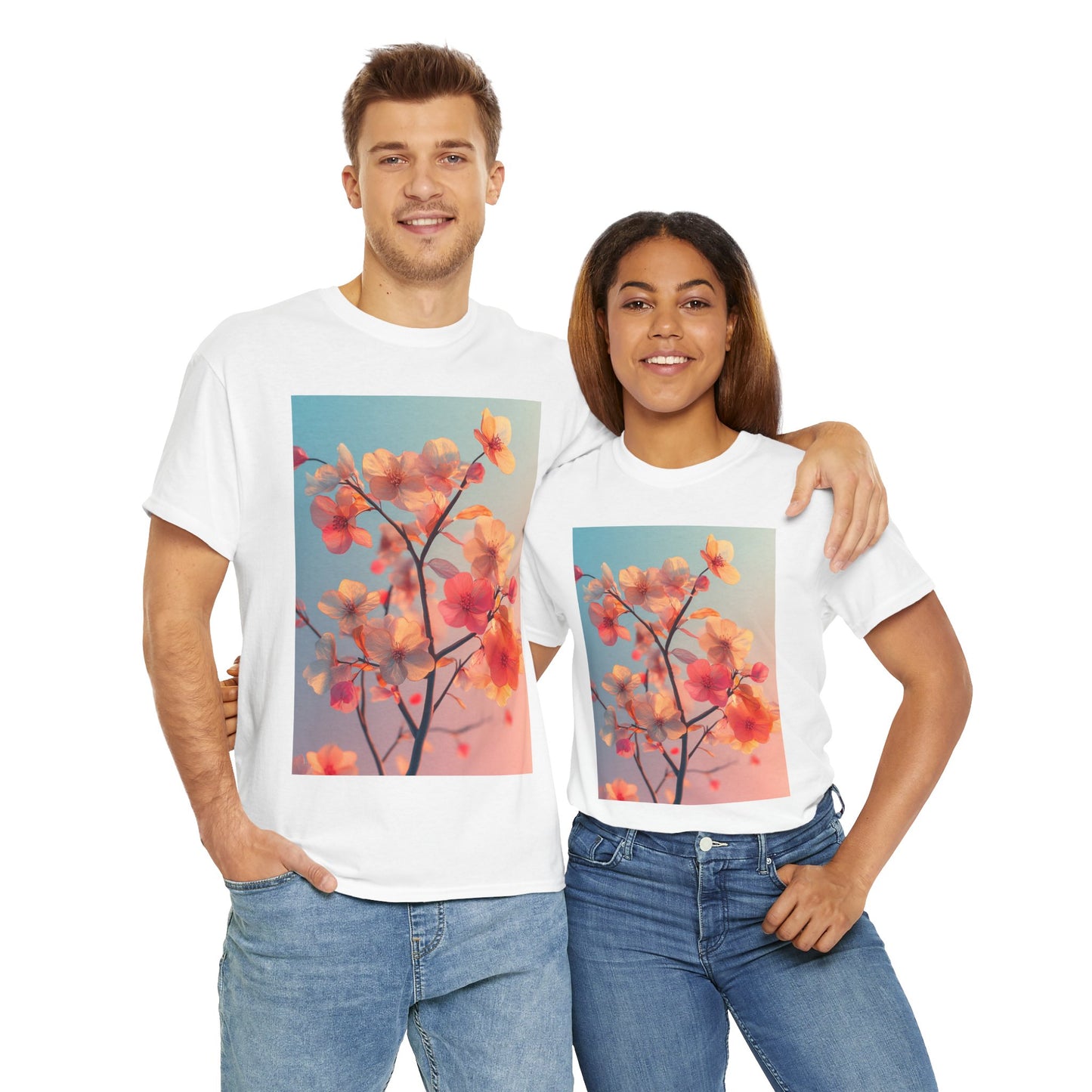 Colorful Petal Bloom Tree Tee - Sustainable Artistic T-Shirt